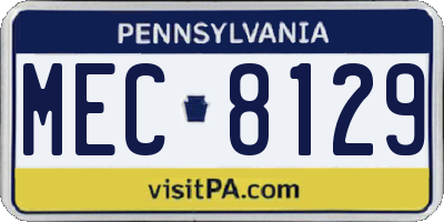 PA license plate MEC8129