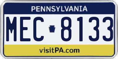 PA license plate MEC8133