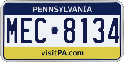 PA license plate MEC8134