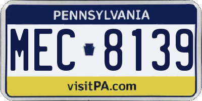 PA license plate MEC8139