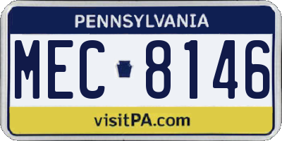 PA license plate MEC8146