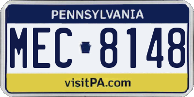PA license plate MEC8148