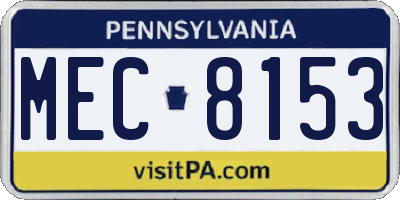 PA license plate MEC8153