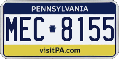 PA license plate MEC8155