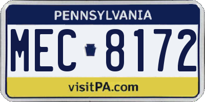PA license plate MEC8172