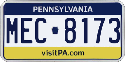 PA license plate MEC8173