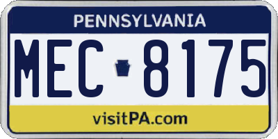 PA license plate MEC8175