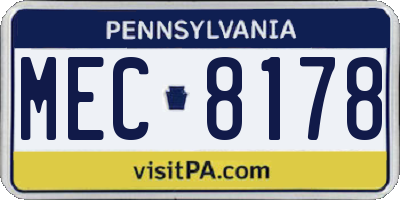PA license plate MEC8178