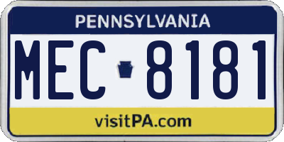 PA license plate MEC8181