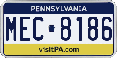 PA license plate MEC8186