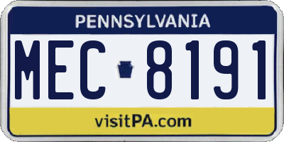 PA license plate MEC8191