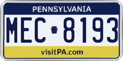 PA license plate MEC8193