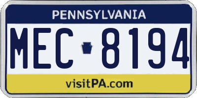 PA license plate MEC8194