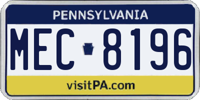 PA license plate MEC8196