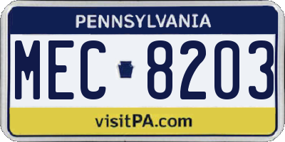 PA license plate MEC8203