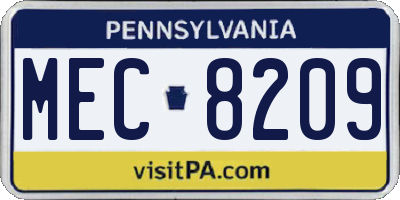 PA license plate MEC8209