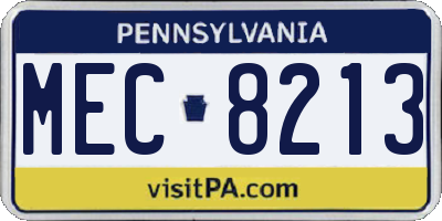 PA license plate MEC8213