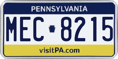 PA license plate MEC8215