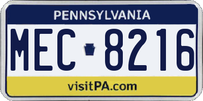 PA license plate MEC8216