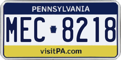 PA license plate MEC8218