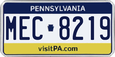 PA license plate MEC8219