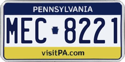 PA license plate MEC8221