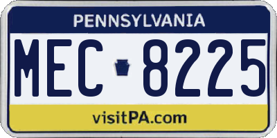 PA license plate MEC8225