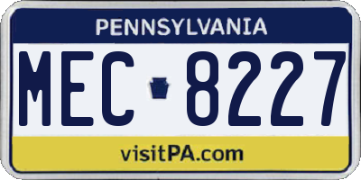 PA license plate MEC8227