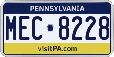 PA license plate MEC8228