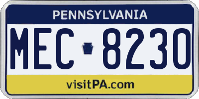 PA license plate MEC8230