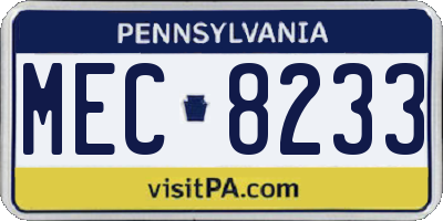PA license plate MEC8233