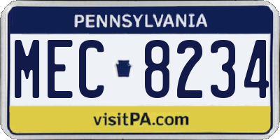 PA license plate MEC8234