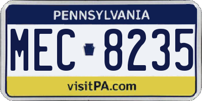 PA license plate MEC8235