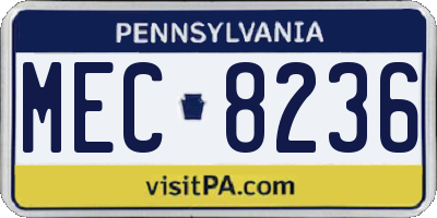 PA license plate MEC8236