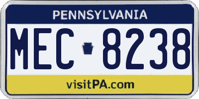 PA license plate MEC8238