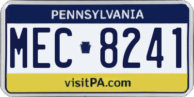 PA license plate MEC8241