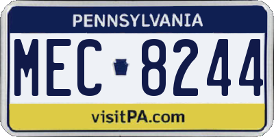 PA license plate MEC8244