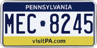 PA license plate MEC8245