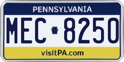 PA license plate MEC8250