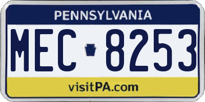 PA license plate MEC8253