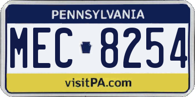 PA license plate MEC8254