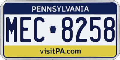 PA license plate MEC8258