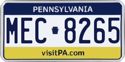 PA license plate MEC8265