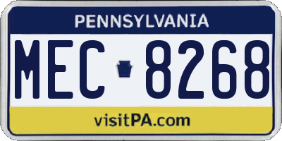 PA license plate MEC8268