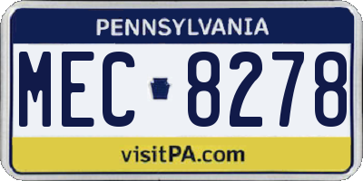 PA license plate MEC8278
