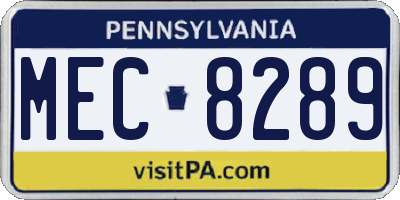 PA license plate MEC8289
