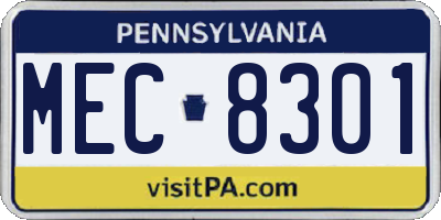 PA license plate MEC8301