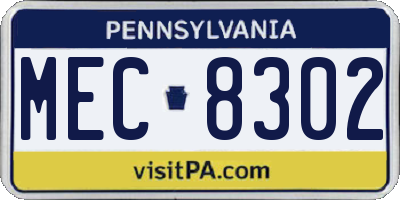 PA license plate MEC8302