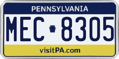 PA license plate MEC8305