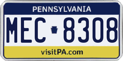 PA license plate MEC8308